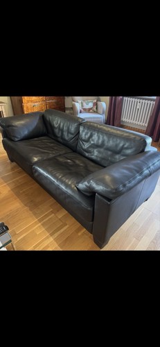 Schwarzes leder sede sofa - schwarzes,