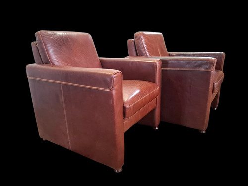Paar leder sessel leather - leder, /